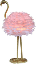 Feather Lamp Led Desk Lamp Flamingo Shape with Remote Control, Bedside Table Lamp Decoration Light for Bedroom House Dining Room, 3 Colors (Color : Pink, Size : Button Switch)