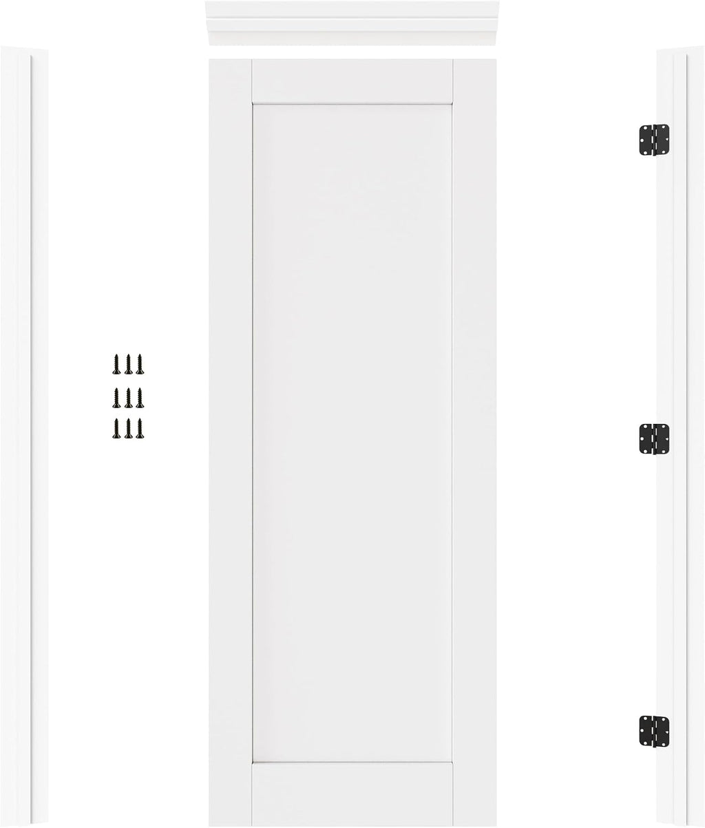30' x 80' Prehung Door White Primed Panel Slab Doors with Jamb Kit, Solid Core MDF Interior Door for Bathroom Pantry Laundry, Easy Assemble - Right Handed