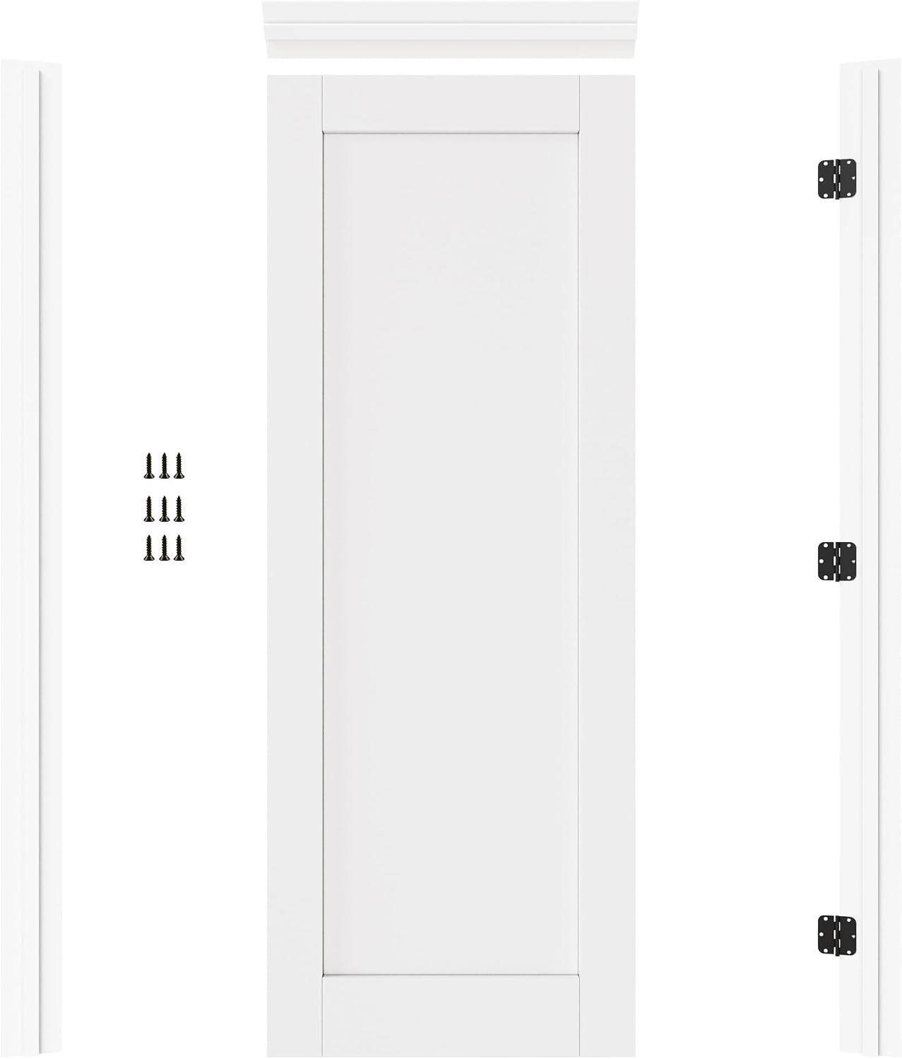30' x 80' Prehung Door White Primed Panel Slab Doors with Jamb Kit, Solid Core MDF Interior Door for Bathroom Pantry Laundry, Easy Assemble - Right Handed