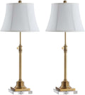 SAFAVIEH Lighting Collection Callen Crystal/ Brass Gold 21-31-inch Adjustable Bedroom Living Room Home Office Desk Nightstand Table Lamp Set of 2 (LED Bulbs Included)