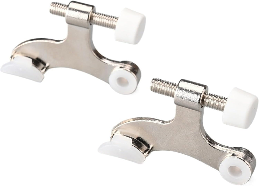 2Pieces Hinge Pin Door Stopper Adjustable Black Heavy Duty Hidden Doorstops with Rubber Bumper Damper Silver Hardware(Silver Nickel-1)