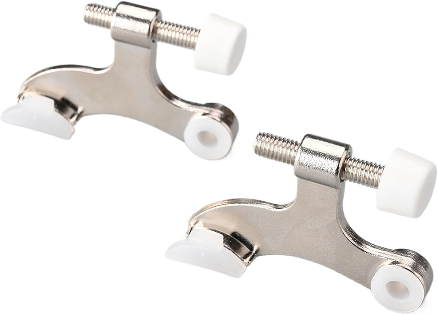 2Pieces Hinge Pin Door Stopper Adjustable Black Heavy Duty Hidden Doorstops with Rubber Bumper Damper Silver Hardware(Silver Nickel-1)