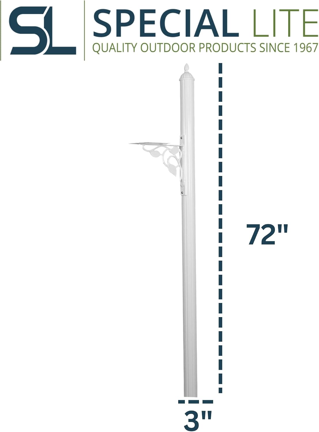 Special Lite Albion Mailbox Post - White Aluminum Post for Curbside Mailbox - SPK-651-WH