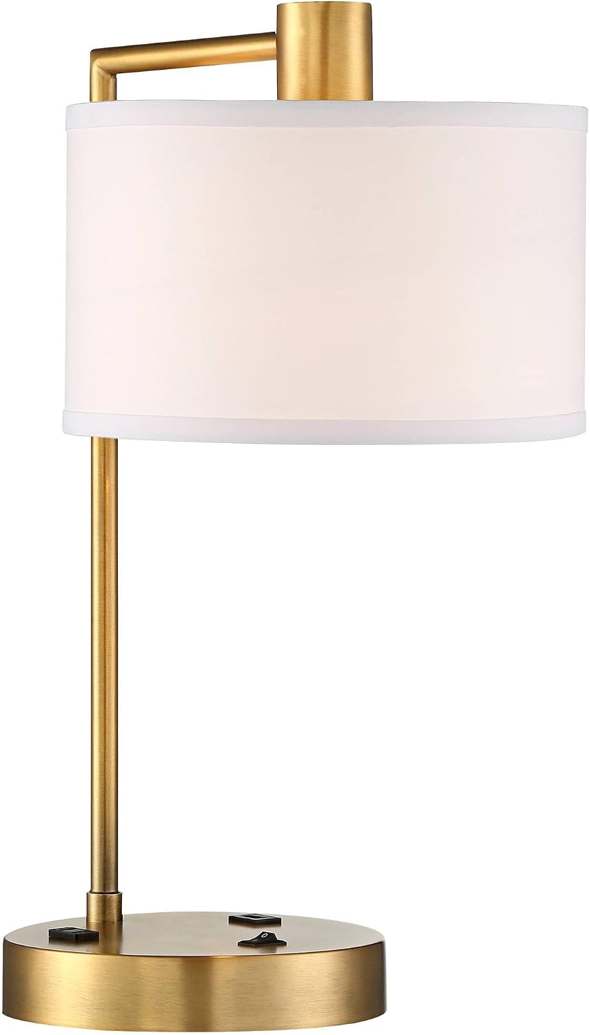 360 Lighting Colby 21' High Small Modern Desk Lamps Set of 2 with Smart Sockets Gold Metal White Shade Home Office Living Room Charging Bedroom Bedside Nightstand House Reading