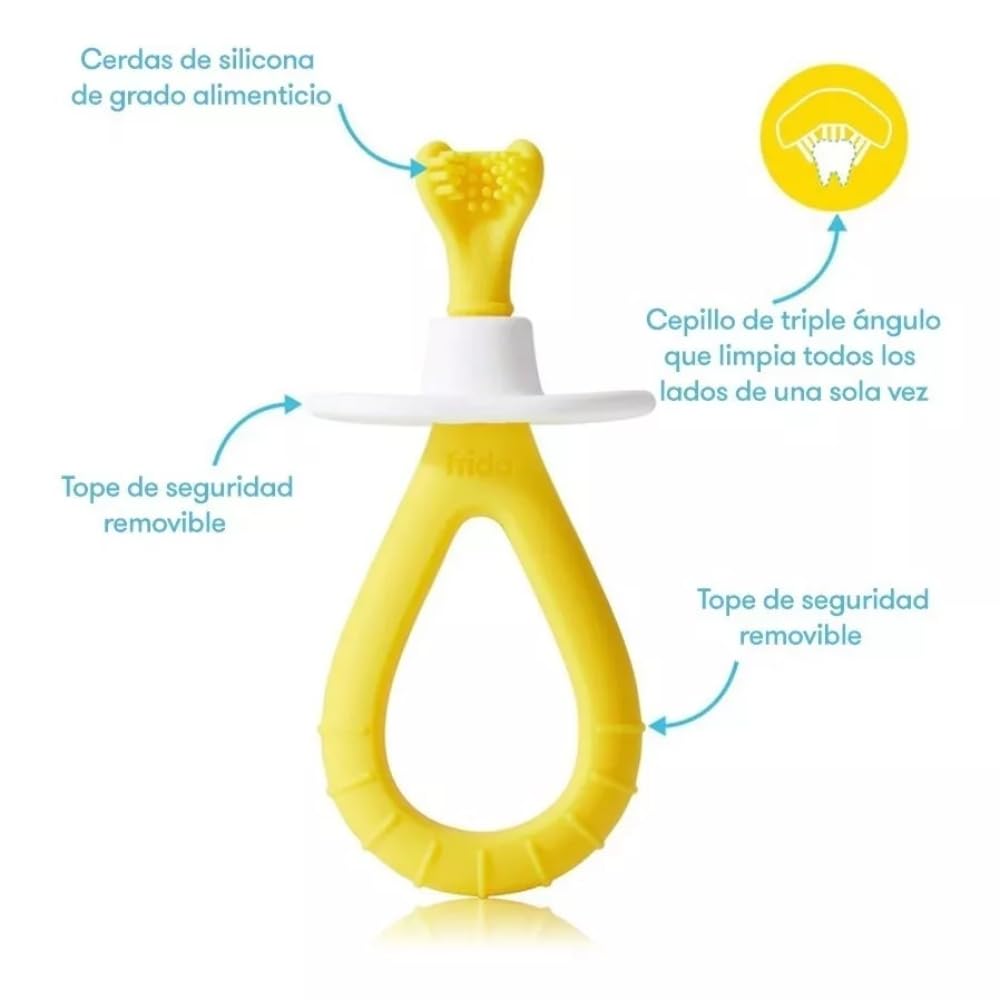 Frida Baby Grow-with-Me Training Toothbrush Set,Infant Baby Tooth Brush & Toddler Toothbrush 6-18 Months,Soft Silicone Bristles,BPA-Free Oral Care for Sensitive Gums,Yellow,(Pack of 12)