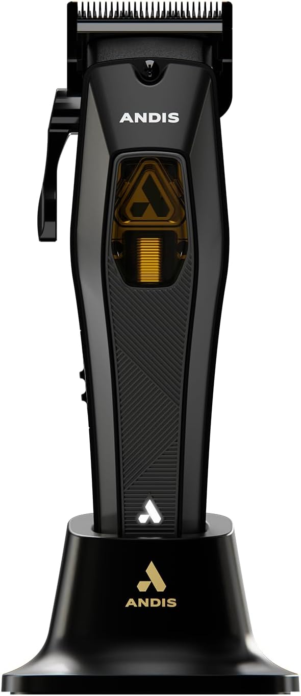 Andis Recon Professional Barber Vector Motor Hair Clipper, Adjustable-Fixed Phaze Blade, Includes OG Comb Set, Lithium Ion 4-Hour Run Time, Interchangeable Covers, Black/Gold