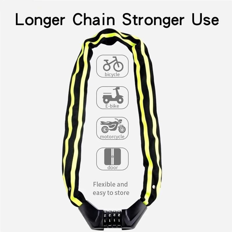 Bike Locks Heavy Duty/Bicycle Chain/Cycling Lock,Codes for Bike Cycle, Moto, Door, Gate Fence(Key Green)