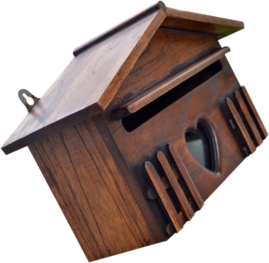 CUBANE Post Box, Wall Mounted Letterbox, Letter Boxletterbox Mailbox Wall Mount Suggestion Box Wooden Mailbox Outddor Post Box Creative Letter Box for Home Company Country Rustic Décor Mailbox