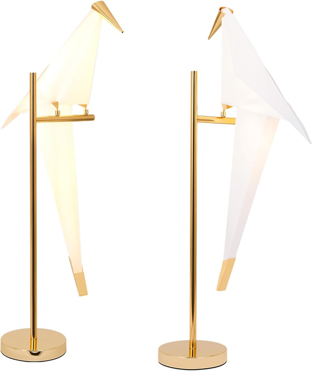 2 Pack 28.5 inch LED Bird Table Lamp, Modern Bird Table Light Gold Metal Desk Lamp Fixtures for Living Room Bedroom Office