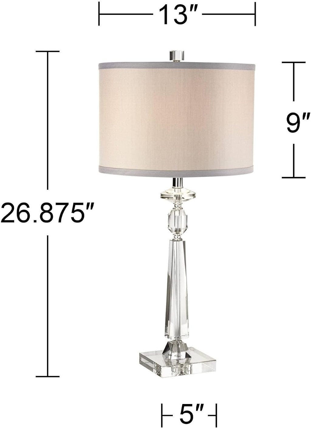 Vienna Full Spectrum Aline 27' Tall Geometric Modern Table Lamps Set of 2 Clear Crystal Living Room Bedroom Bedside Nightstand House Office Home Reading Kitchen Entryway Console Family Dining