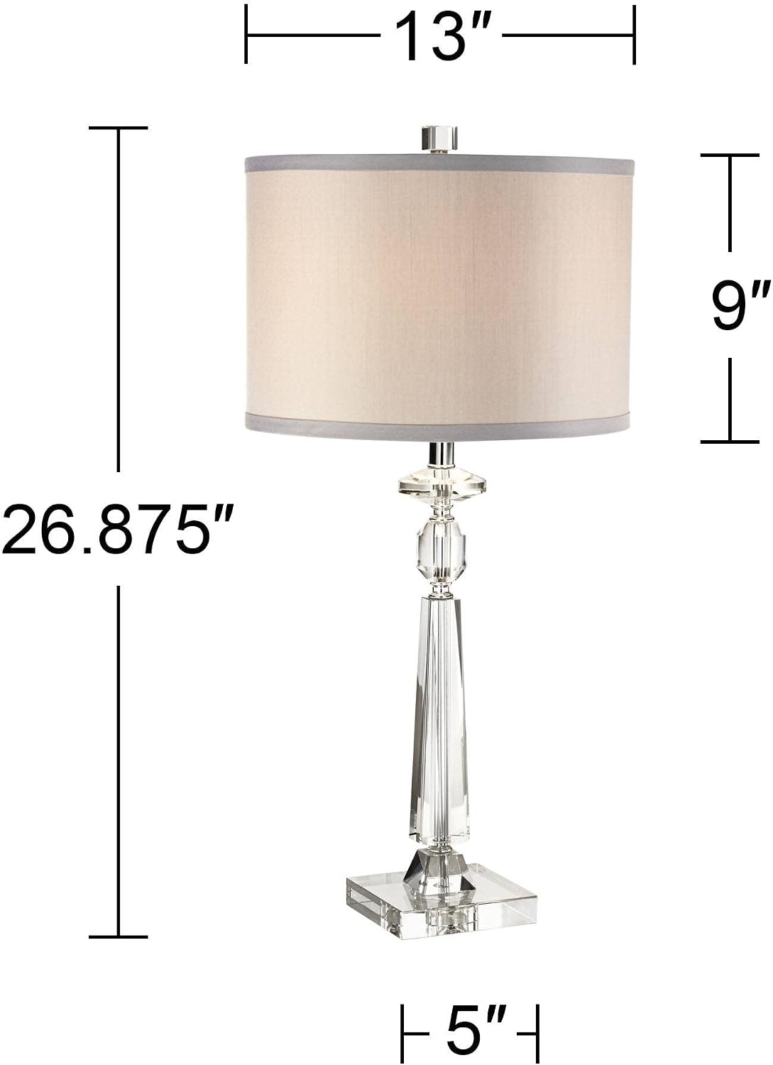 Vienna Full Spectrum Aline 27' Tall Geometric Modern Table Lamps Set of 2 Clear Crystal Living Room Bedroom Bedside Nightstand House Office Home Reading Kitchen Entryway Console Family Dining