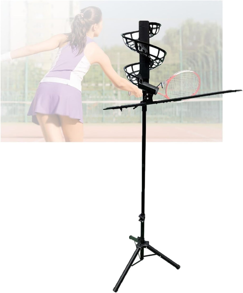 Adjustable Portable Tennis Ball Machine, Perfect Practice Tool for Kids & Beginners - Enhance Skills, Improve Accuracy, Fun Training Equipment,Without Extra Track