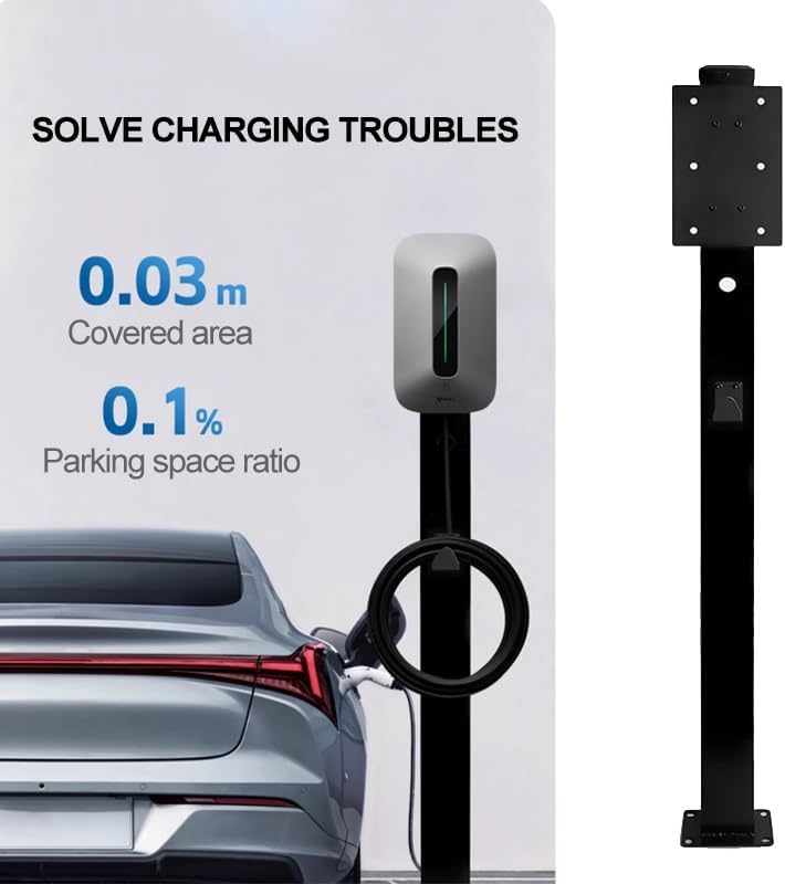 Ev Charger Stand, Electric Vehicle Charging Stations, Mailbox Post, Charger Holder,Charging Lever, for Sidewalk and Street Curbside(130cm)