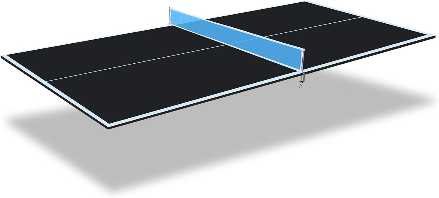 Foldable Ping Pong Table Top for Billiard Table, 6FT/7FT/8FT/9FT Table Tennis Table Topper for Pool Table, Indoor Outdoor Portable Table Tennis Conversion Top w/Net & Foam Padding