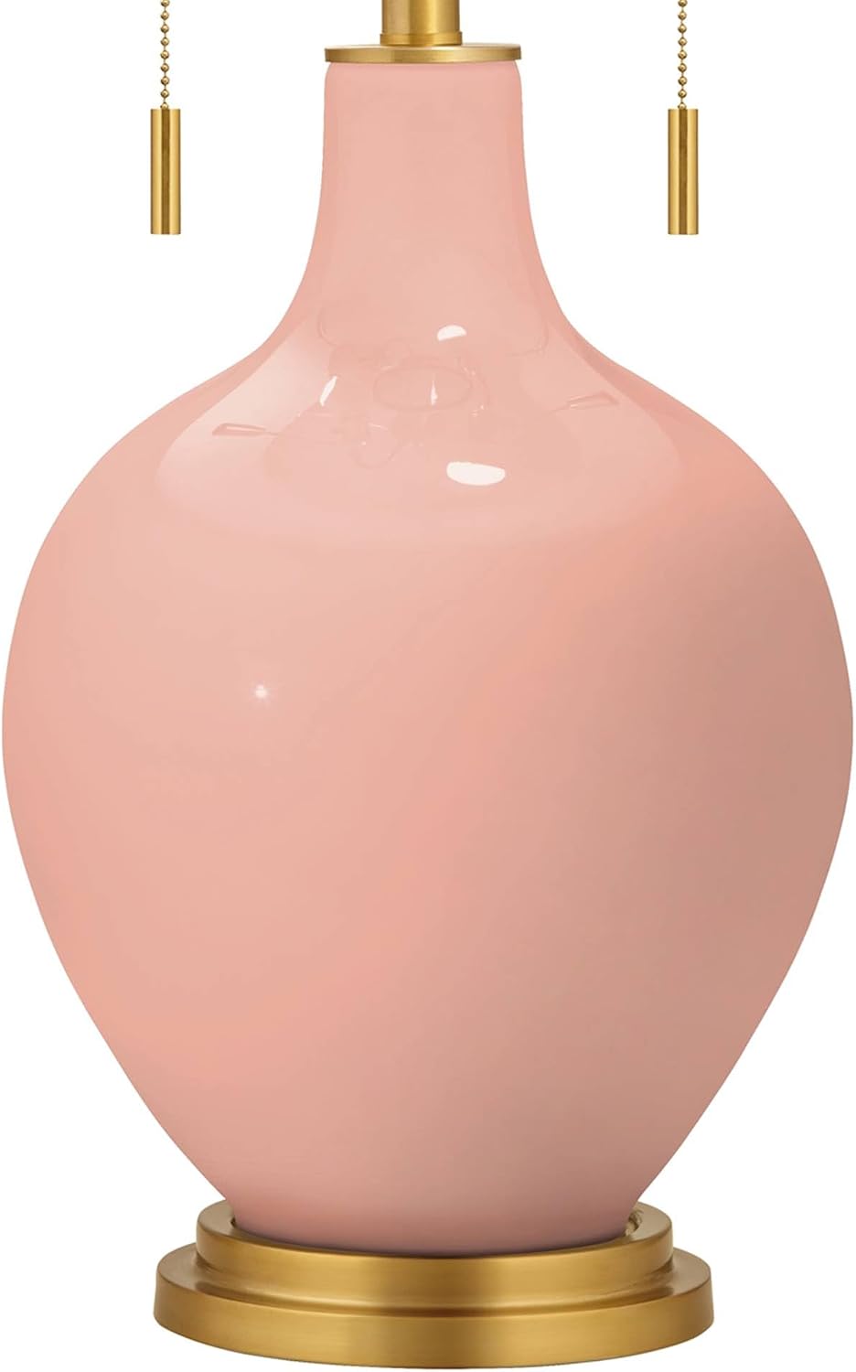 Color + Plus Toby 28' Tall Modern Table Lamp Pull Chain Mellow Coral Pink Brass Finish Glass Single Fabric White Shade Living Room Bedroom Bedside Nightstand House Office Home Reading Kitchen