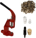 9mm Rivets Kit (1000 Sets) with Hand Press Machine, Dies and Hole Punch. Leather Rivets Single Round Cap Metal Stud Fasteners for Bag Belt Wallet Jeans (Red Press & Bronze Rivets)