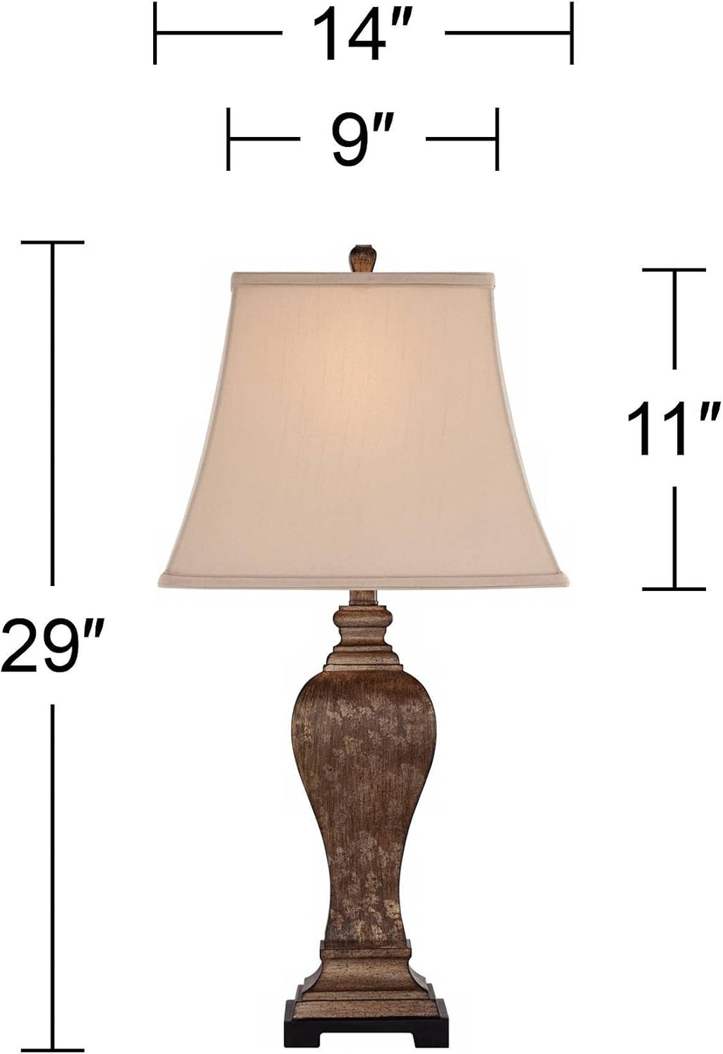 Regency Hill Edgar Farmhouse Country Rustic Traditional 3-Way Table Lamp with Table Top Dimmer 29' Tall Bronze Taupe Rectangle Shade for Living Room Bedroom House Bedside Nightstand