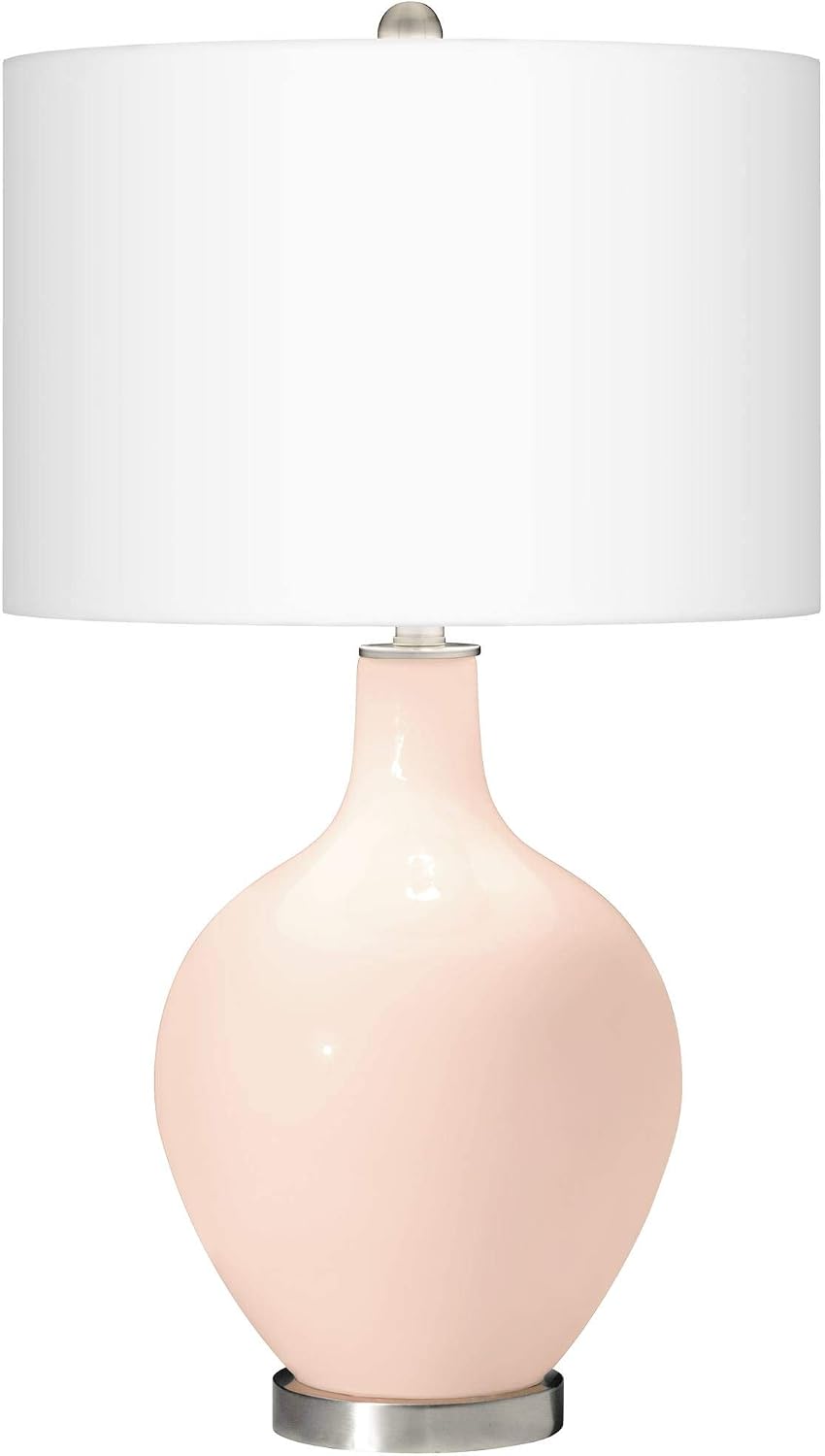 Color + Plus OVO 28 1/2' High Linen Pink Table Lamp