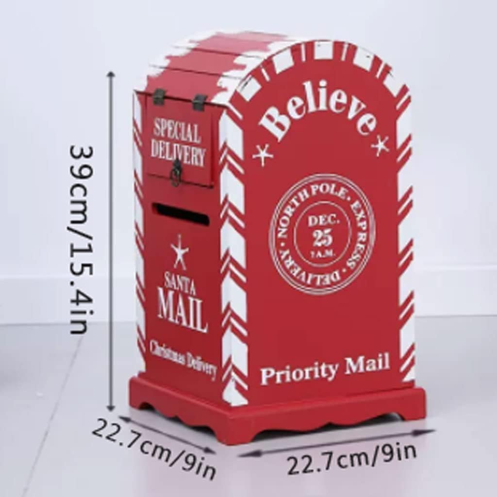 Key Drop Box Creative Mailbox Wooden Drop Box Medium Capacity Post Box Cute Christmas Parcel Box Roadside Pole Mount Mail Boxes Easy to Install