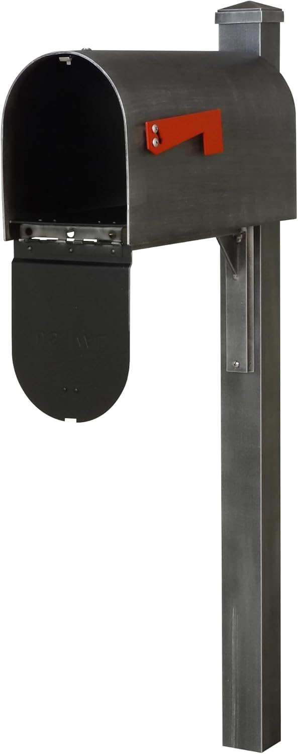 Special Lite Titan Curbside Mailbox with Wellington Post - Swedish Silver Steel/Aluminum Mailbox with Post - SCH1016S_SPK720-SW