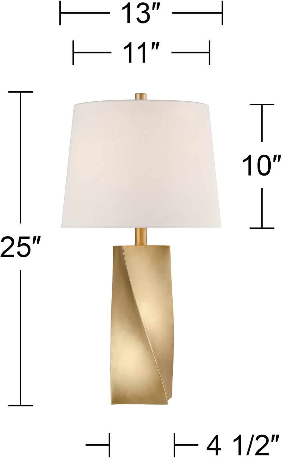 360 Lighting Arabella 25' High Geometric Modern 3-Way Table Lamps Set of 2 Gold Finish Fabric Off-White Shade Living Room Bedroom Bedside Nightstand House Office Home Reading Kitchen Entryway
