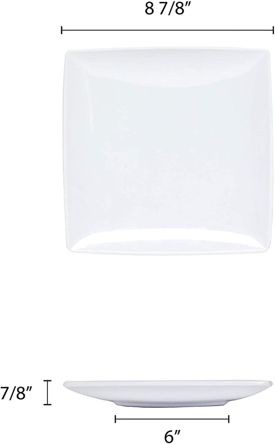 TrueCraftware- 9' x 9' Square Plate Classic White Dinnerware Melamine Set of 12- Dishwasher Safe Reusable Dinner Plates Durable Lightweight Dinnerware for Dinner Dishes