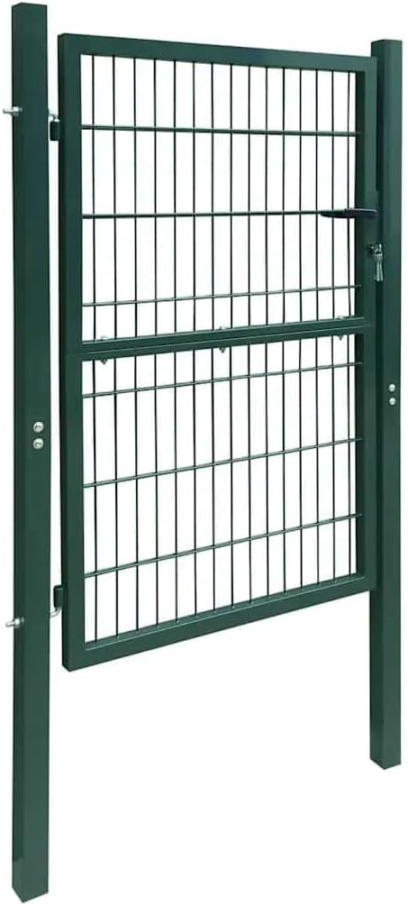 Green 2D Steel Fence Gate 41.7x74.8 Garden Security Entry for Patio, Driveway, Yard, Outdoor Use