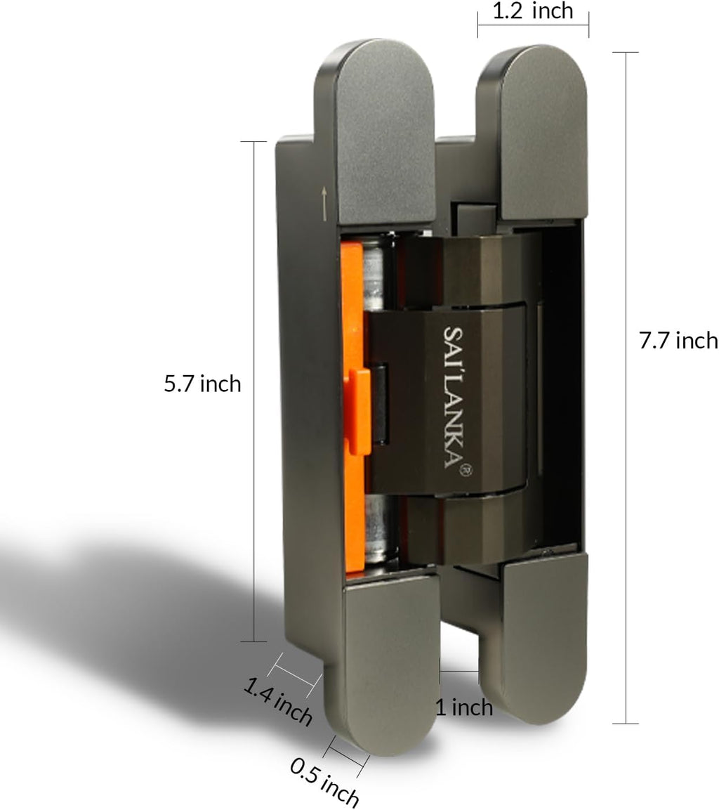 3 Pack Invisible Hydraulic Hinge 3D Adjustable Heavy Duty Hidden Door Hinge 180 Swing Automatic Door Close Cushioning Mortise Mount Concealed Cross Hinge Load Bearing 100KG, Grey