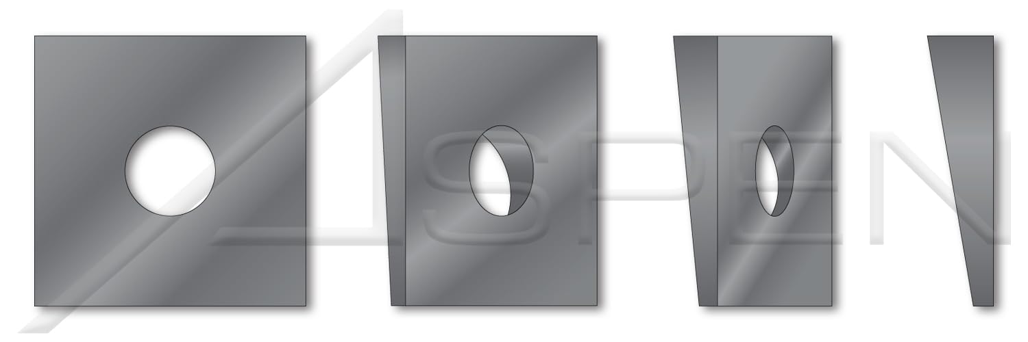 (100 pcs) 1', ID=1-1/16', OD=2', THK=0.39', Square Beveled Malleable Levelling Washers, Type A, Cast Iron