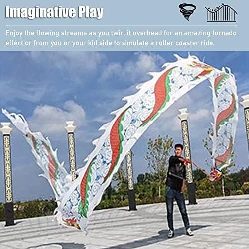 Handheld Dragon and Lion Dragon Ribbon Streamer, Dragon Silk Tassel, Dancing Dragon Ribbon Streamer