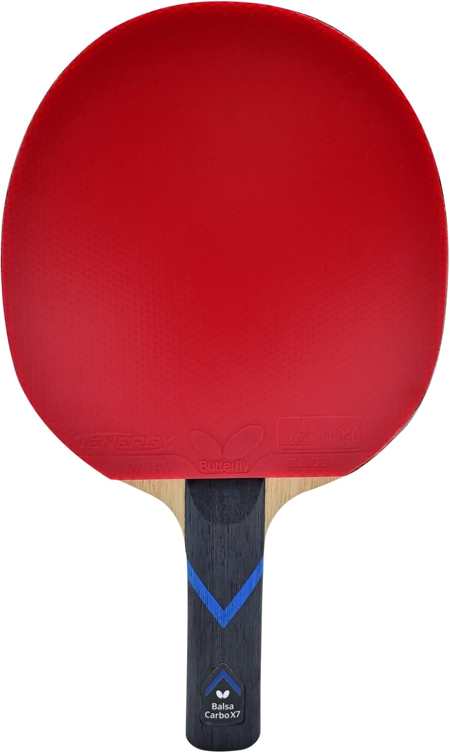 BalsaCarbo X7 Pro-Line Table Tennis Racket | The Softness of Balsa and The Hardness of Carbon | Featuring Tenergy 80 FX | Recommended for Aspiring Professional Players