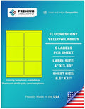 Premium Label Supply Bright Neon Color Fluorescent Stickers - 4' x 3.33' Labels - (Fluorescent Yellow, 3000 Labels)