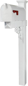 The Mckinley Vinyl/PVC Mailbox Post (Includes Mailbox) Complete Decorative Curbside Mailbox System with Classic Traditional Style (White Mailbox)
