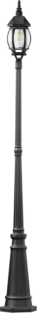 LUTEC Solar Lamp Post Light, Dusk to Dawn Waterproof Pole Light with Clear Glass, Aluminium Exterior Vintage Black Solar Powered Street Light Fixtures for Garden, Driveway, Pathway(Bulb Included)
