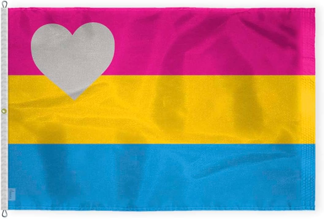 AGAS Large Panromantic Pride Flag 10x15 Ft - Printed 200D Nylon - Rope Thimble Brass Grommet Stitched Edges Fade Proof Sharp Colors - Big Size Panromantic Pride flag