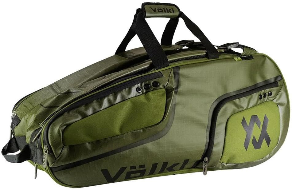 Volkl Tennis Combi Bag (Army Green/Black) | Holds 6-9 Racquets | Shoe Pocket | Zippered Valuables Pocket | 32' L x 13' H x 11' W