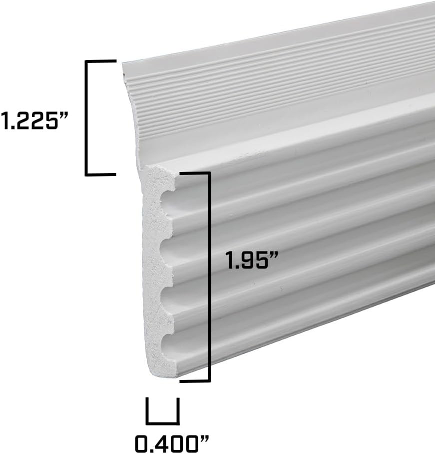 DuraSeal Garage Door Weather Stripping Kit, White 25 ft - Side & Top Seal, 1.95' Width, 3/8' Thick - Durable PVC, Nails Included - Made in USA