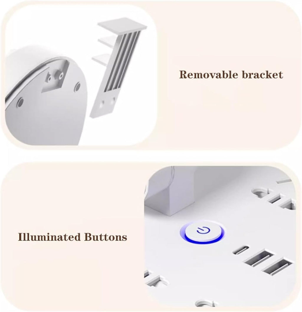 LED Desk Lamp LED Desk Lamp, Adjustable Swing Arm Table Lamp, Eye Protection Dimmable Office Lamp with 2 USB Charging Ports, 4 AC Power Outlets, Phone Stand Desk Lamp