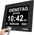 Dementia Clock,Remote Con Digital Calendar Day Alarm Clock,8 Alarms Dementia Clocks Extra Large Non-Abbreviated Alzheimer Memory Loss Vision Impaired Alarm Clock for Seniors Elderly ( Color : Black ,