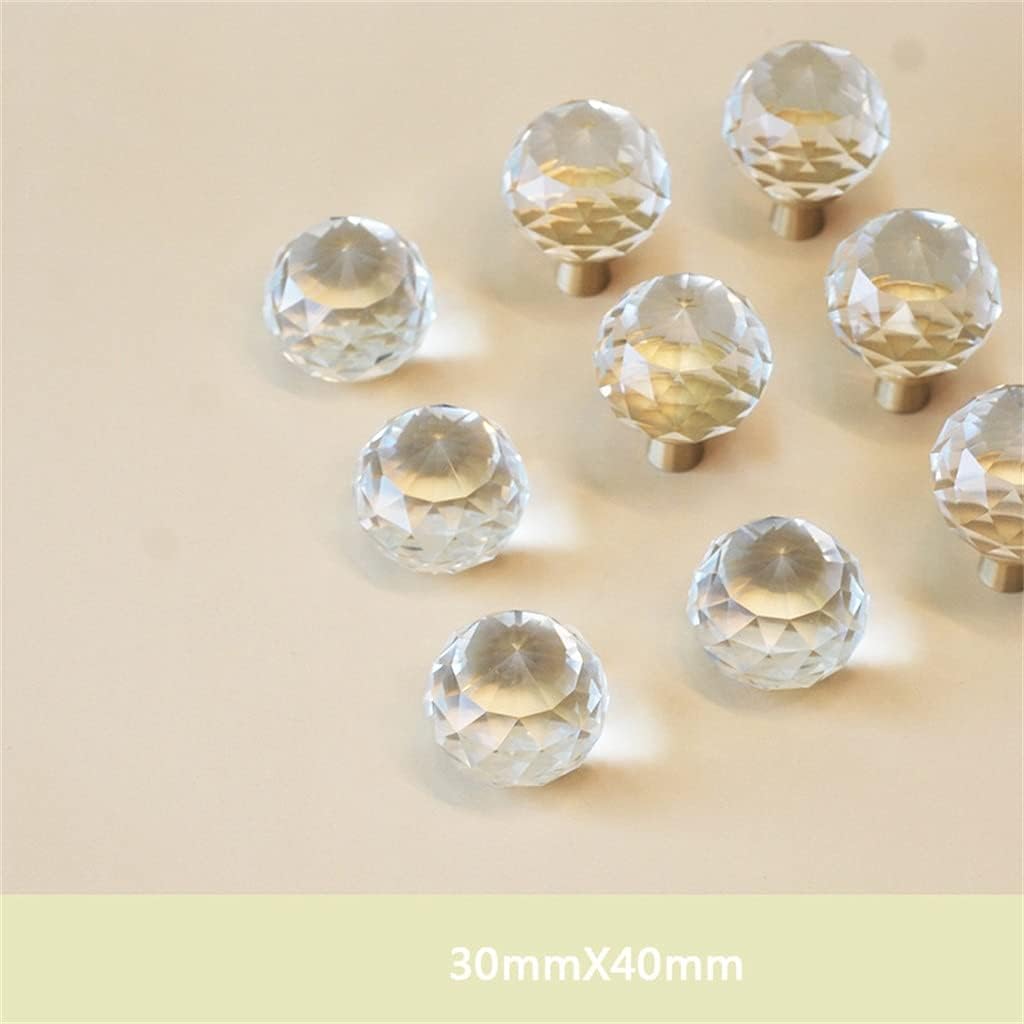 VIDI 2pcs Light Crystal Ball + Brass Knobs Cabinet Door Handle Dresser Drawer Pulls Hardware Glass