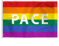 AGAS Large Rainbow Pace Letter Pride Flag 8x12 Ft - Printed 200D Nylon - Rope Thimble Brass Grommet Stitched Edges Fade Proof Sharp Colors - Large Size Indoor/Outdoor Pace Pride flag