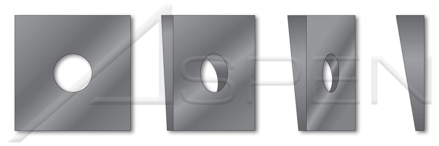 (250 pcs) 1', Square Beveled Structural Levelling Washers, Steel, Hardened
