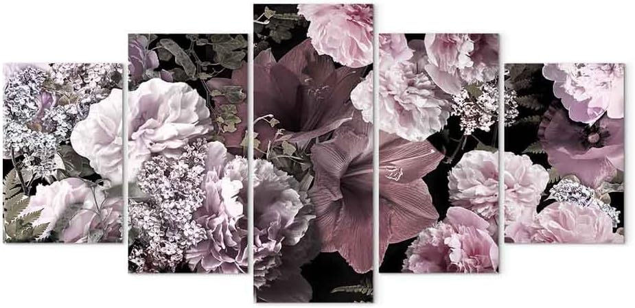 artgeist Canvas Wall Art Print Flowers 59x30 in - 5pcs Home Decor Framed Stretched Picture Photo Painting Artwork Image - Lilies Flowers Nature b-A-0668-b-m