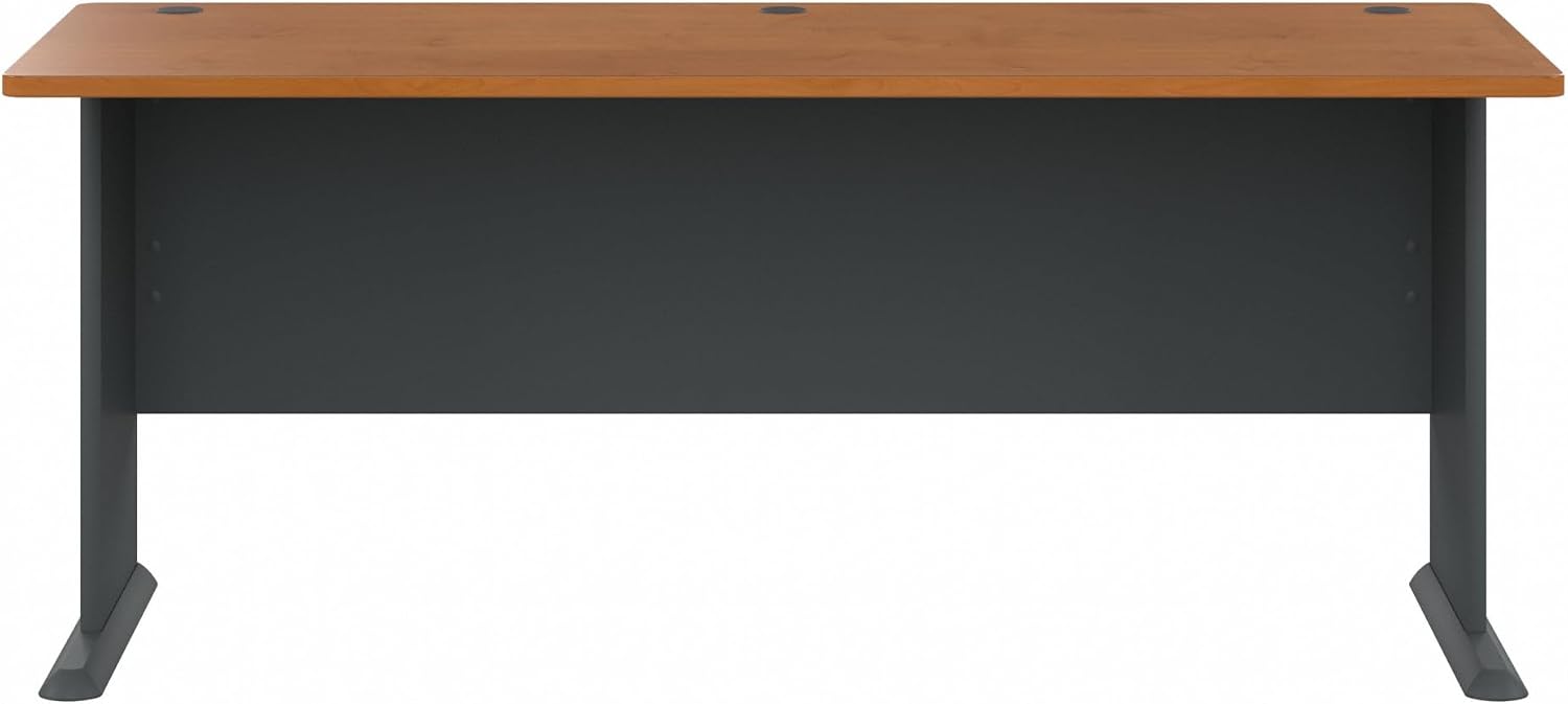 Bush Business Furniture Series A 72W Desk in Natural Cherry and Slate, Large Workstation for Home or Professional Workspace, Desktop Solution for Office Use