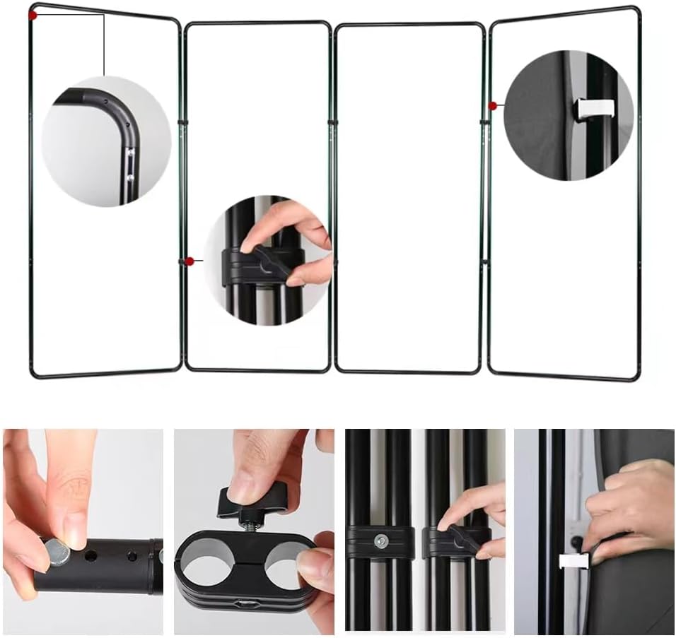 13.12ft * 7.87ft Portable Black Screen Large Screen Cutout Background wall Photography Backdrop Black Screen Support System, Suitable for Live Streaming, Character Shooting, Weddings, Video Studios
