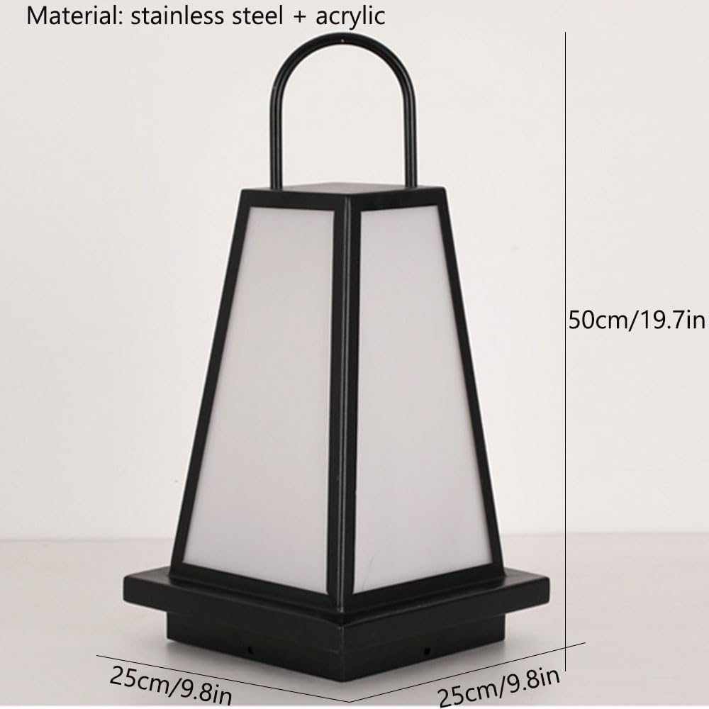 Outdoor Fence Powered Lights Garden Decoration Solar Lantern Post with Pier Mount Base Outside Decorative Floor Lamp Fits 4X4, 5X5 6X6 Wooden Posts, Black/11.8In