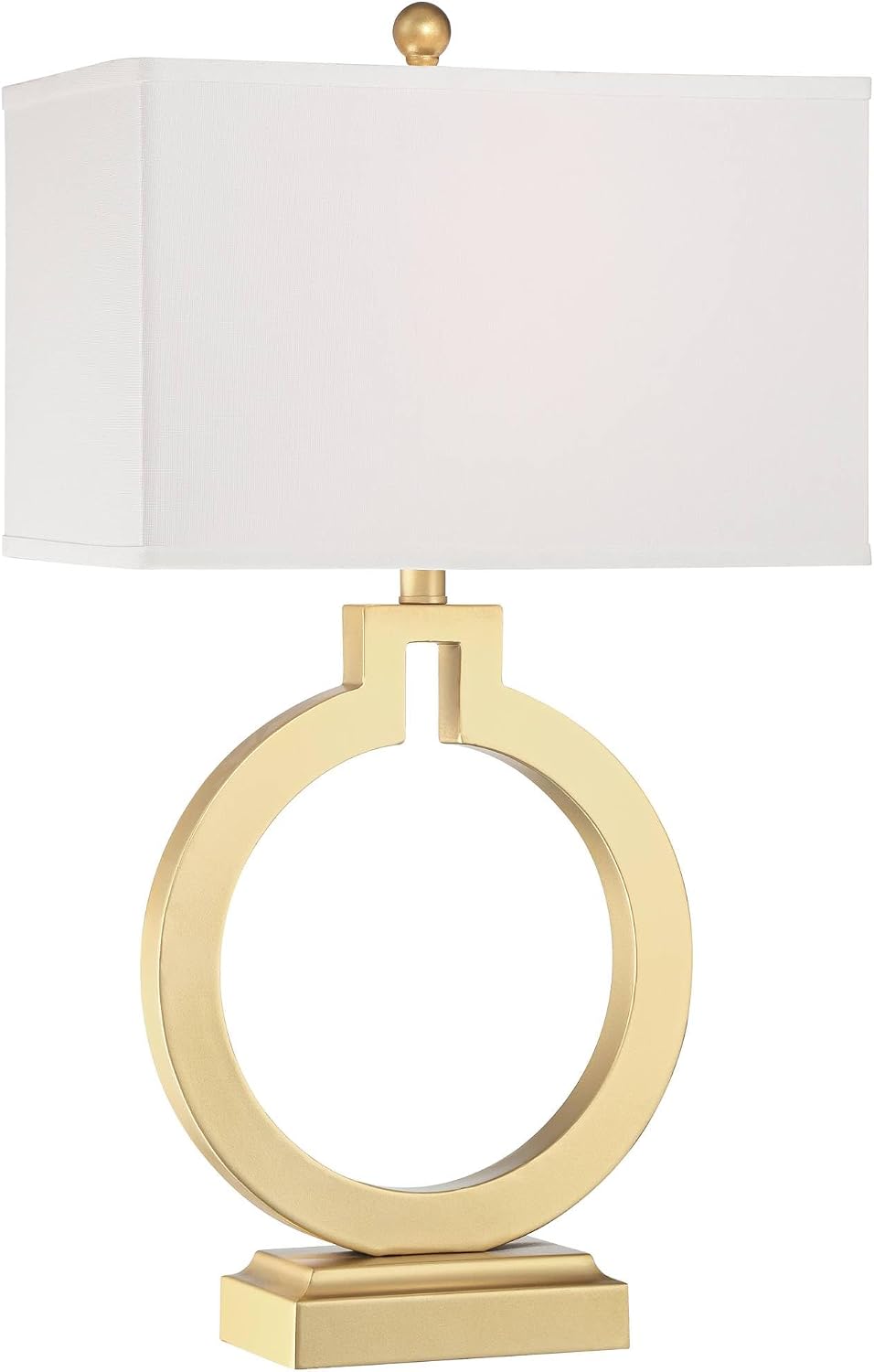 360 Lighting Modern Table Lamps 28 1/2' Tall Set of 2 with USB Charging Port Brushed Gold Open Ring White Rectangular Shade for Bedroom Living Room House Bedside Nightstand Office Family