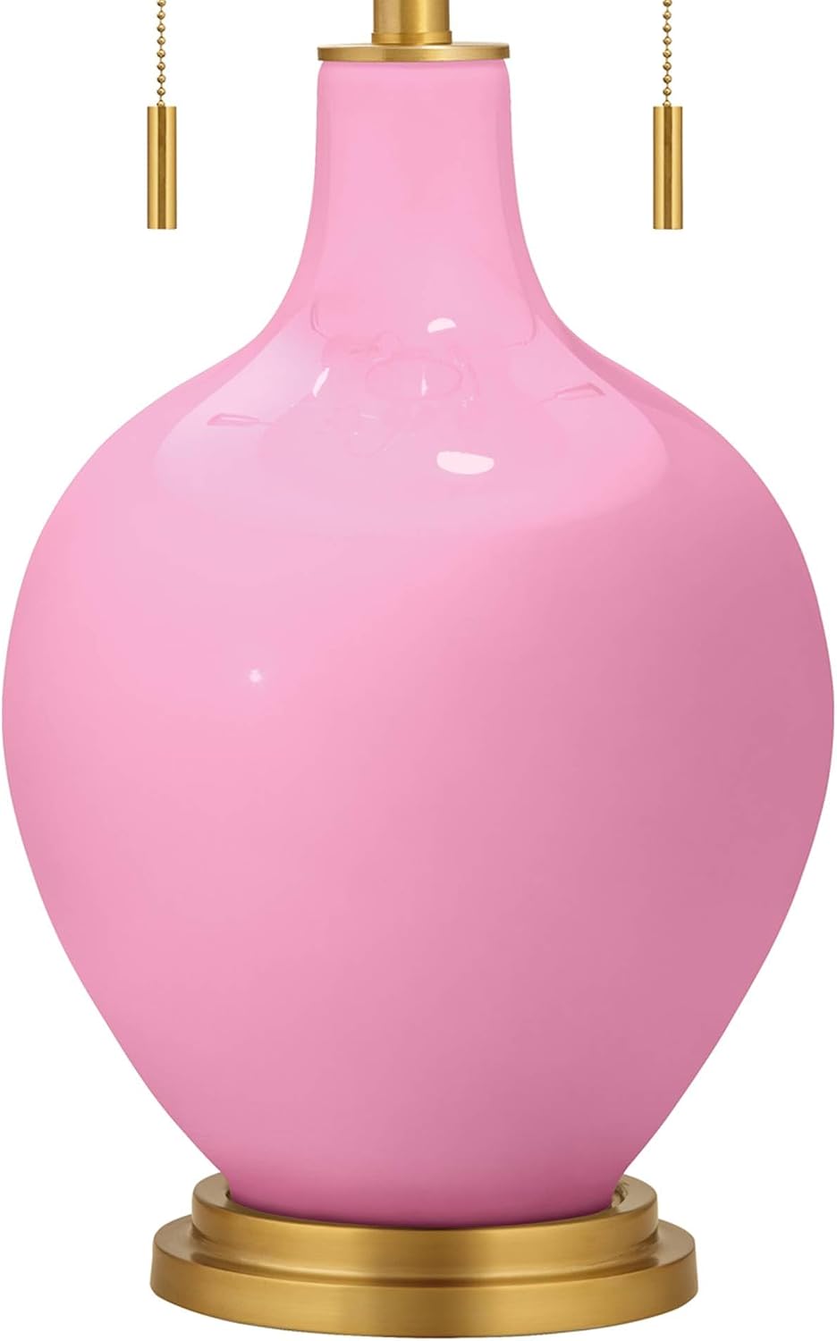 Color + Plus Toby 28' Tall Modern Glass Table Lamp Pull Chain Candy Pink Gold Brass Finish Single Fabric White Shade Living Room Bedroom Bedside Nightstand House Office Family Reading Kitchen