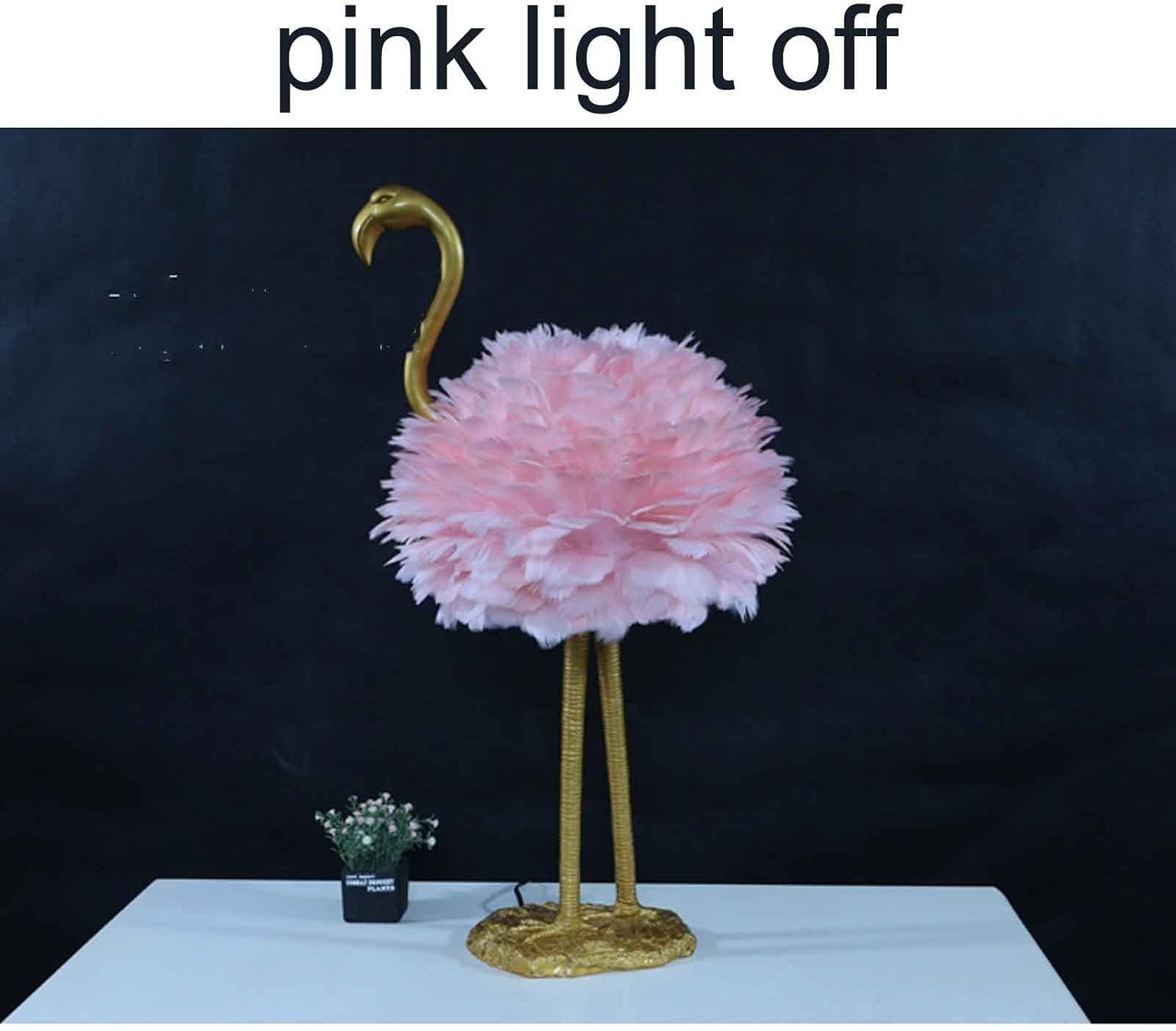 Feather Lamp Led Desk Lamp Flamingo Shape with Remote Control, Bedside Table Lamp Decoration Light for Bedroom House Dining Room, 3 Colors (Color : Pink, Size : Button Switch)