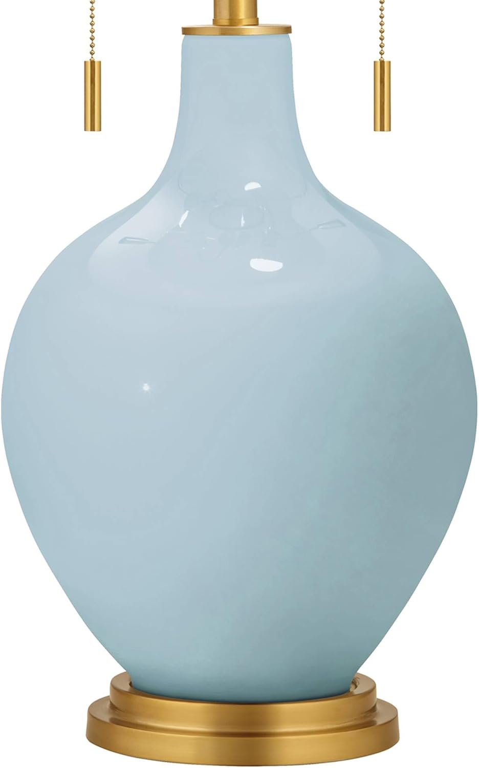 Color + Plus Toby 28' Tall Modern Glass Table Lamp Pull Chain Vast Sky Blue Gold Brass Finish Single Fabric White Shade Living Room Bedroom Bedside Nightstand House Office Family Reading Kitchen